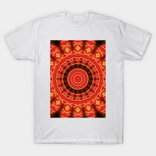 Fire Red Vibrant Mandala Pattern T-Shirt